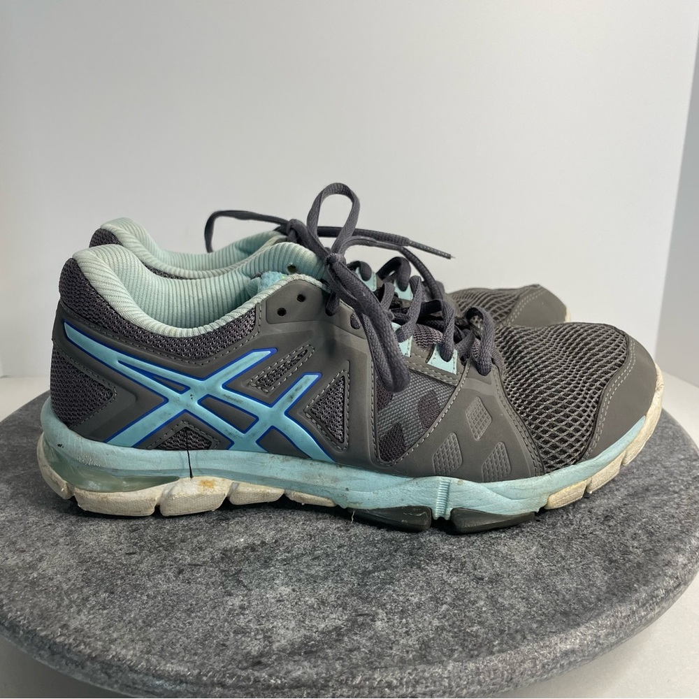 💛 ASICS Grey And Blue Training Tennis Shoes S653Y 7.5 - Picture 3 of 10